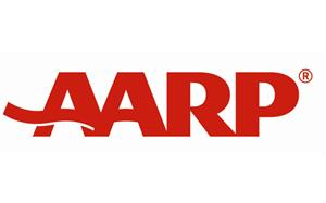 AARP logo - red text