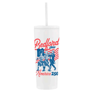 white tumbler with spirit of 76 logo