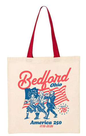 beige tote with event logo