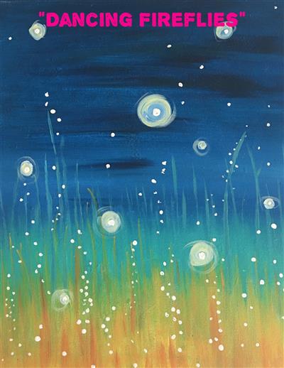 fireflies in moonlight in wheat field
